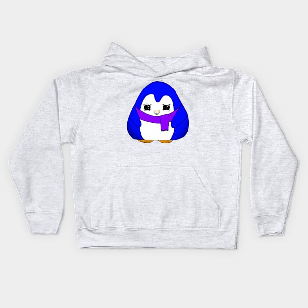 Blueberry Gum Drop Penguin Kids Hoodie by JennzieGirl